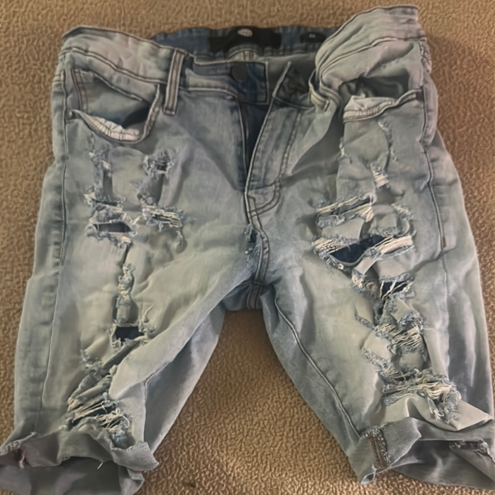 Jordan Craig Light Blue Distressed Jean Shorts